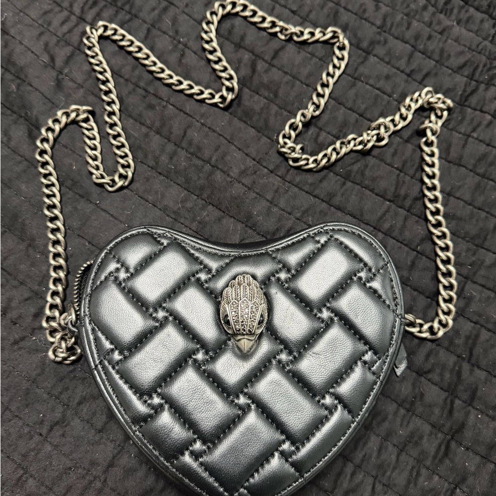 Kurt Gieger Heart-Shaped Quilted Crossbody Bag in Black with Chain Strap